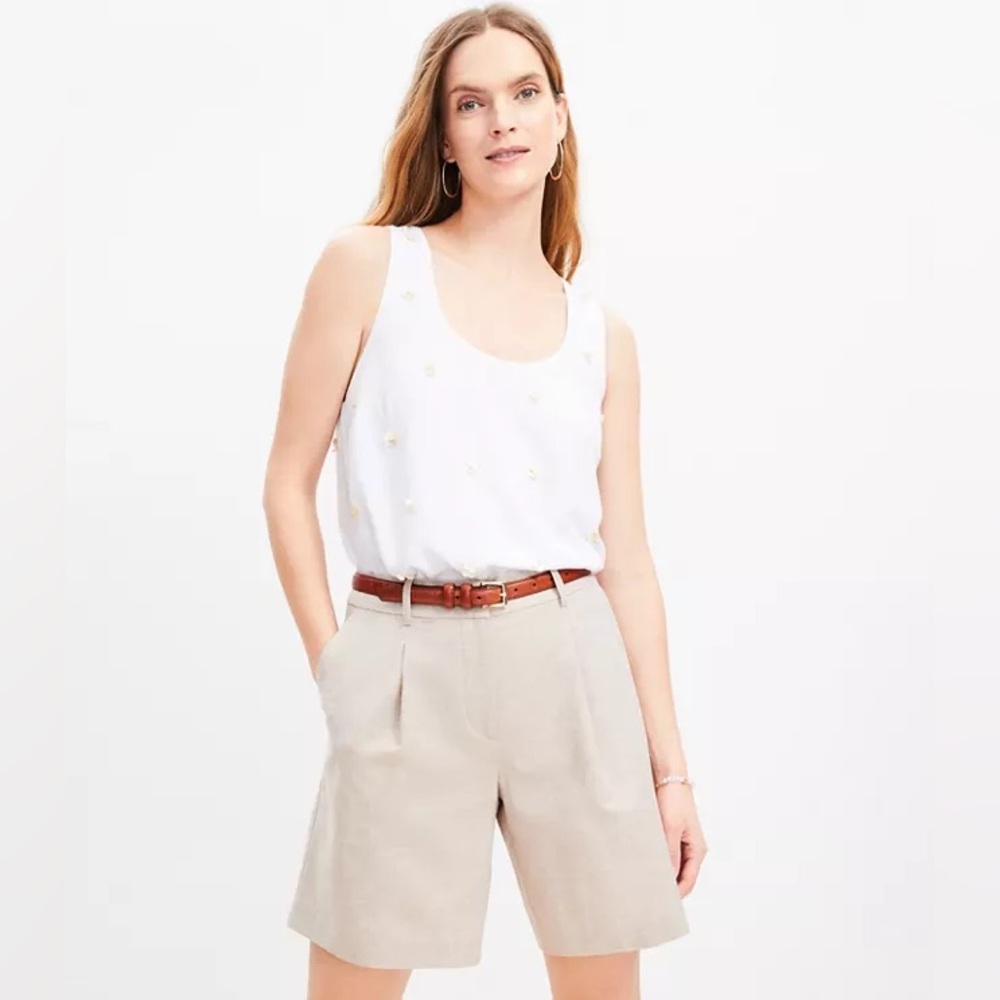 LOFT PEYTON GOLD SHIMMER BERMUDA SHORTS Tan 2